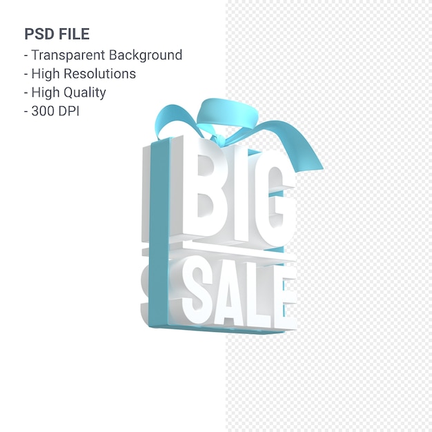 Big sale 3d design rendering for sale promotion with bow and ribbon isolated