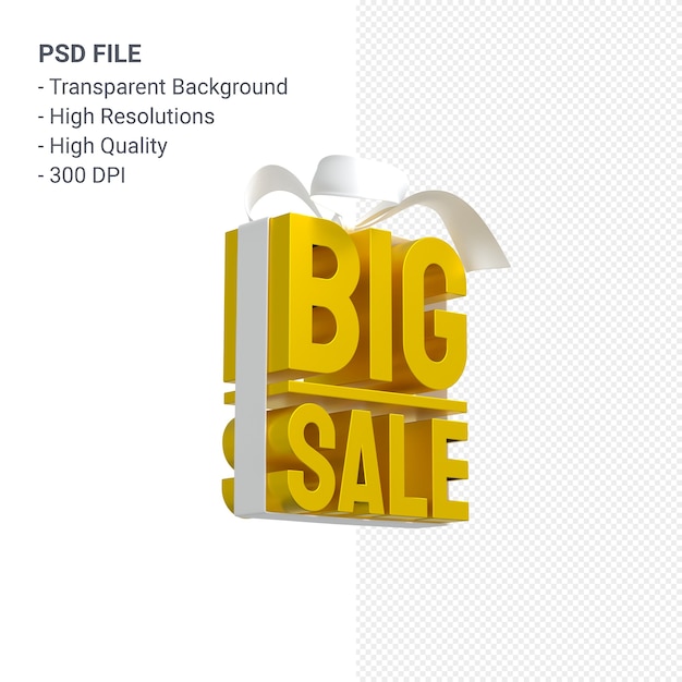 Big sale 3d design rendering for sale promotion with bow and ribbon isolated