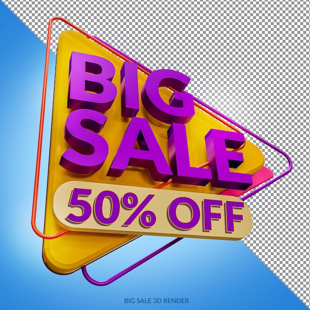 PSD big sale 50 percentage off mockup 3d render