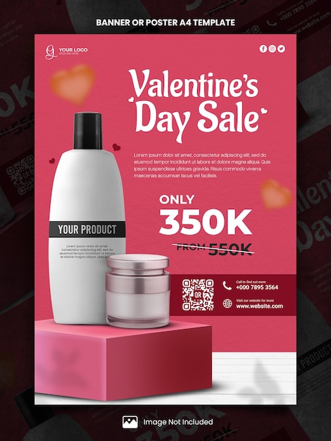 Big sale cosmetic special valentines day poster a4 or banner template