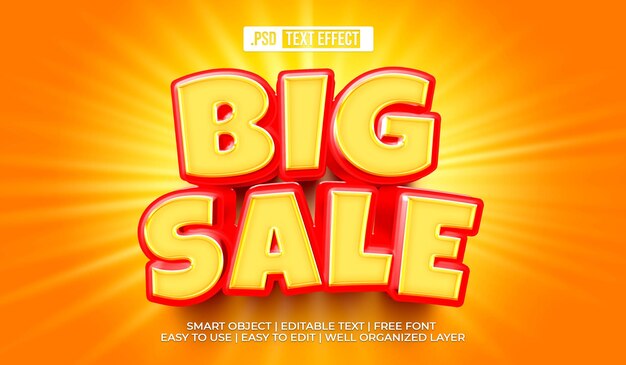 PSD big sale editable text style effect