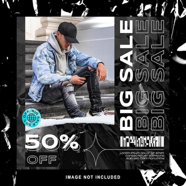 PSD big sale fashion social media post template design