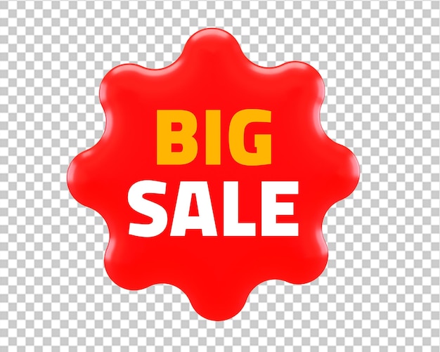 Big sale label red tag icon 3d render