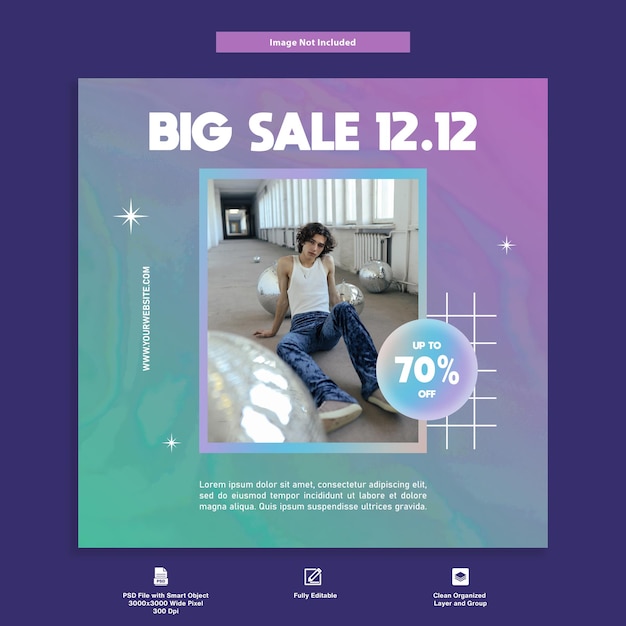 Big sale men streetwear fashion 12 12 Instagram Post template Promotion