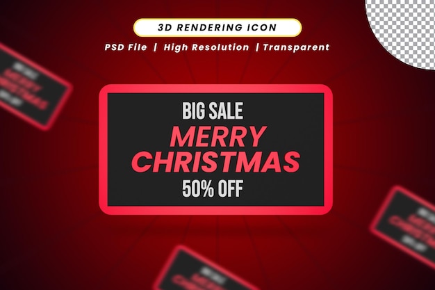 PSD big sale merry christmas 3d rendering icon