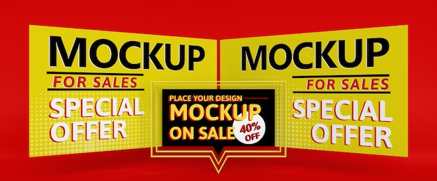 PSD banner mock-up di grande vendita con offerta speciale