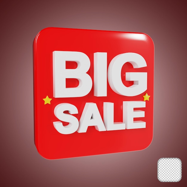 PSD big sale price labels 3d illustration