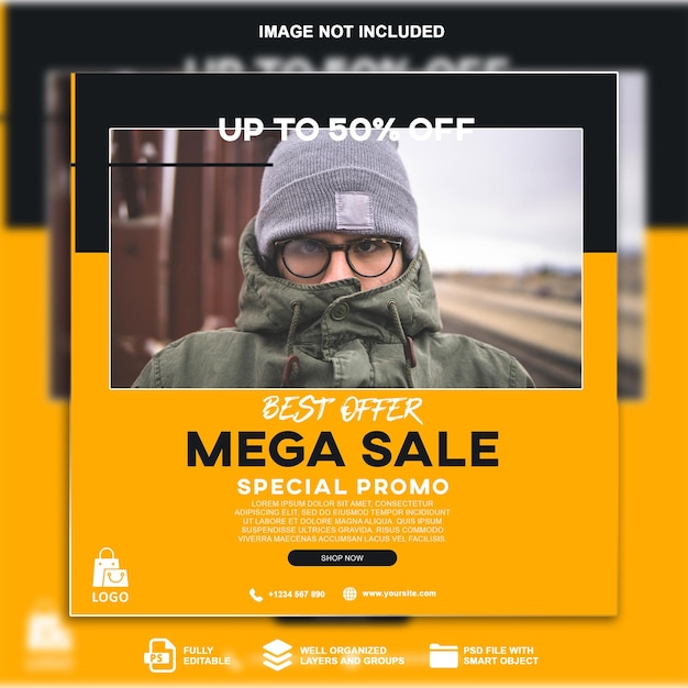 PSD big sale promo social media post template