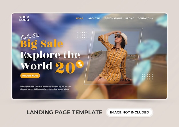 Big sale travelling promotion with landing page template premium psd