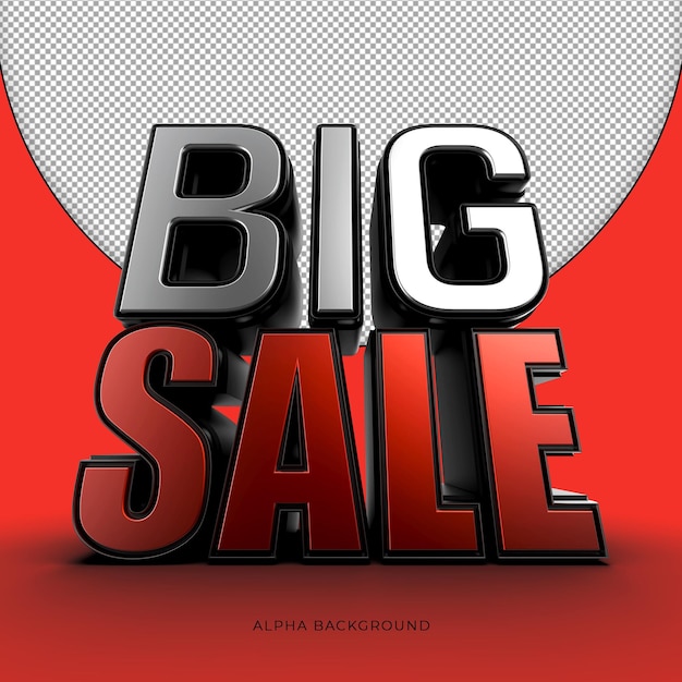 PSD big super sale 3d-tekstmodel met alfa-achtergrond psd