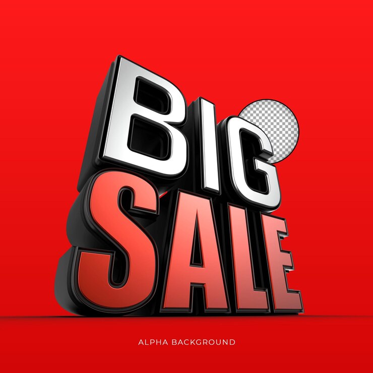 PSD big super sale 3d text mockup with alpha background psd
