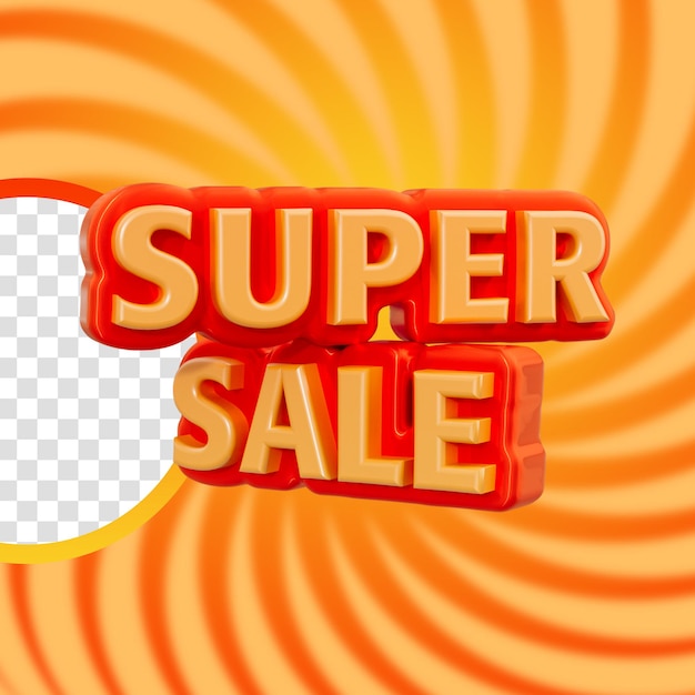 PSD big super sale online shopping banner season special offer icon 3d render concept for social poster