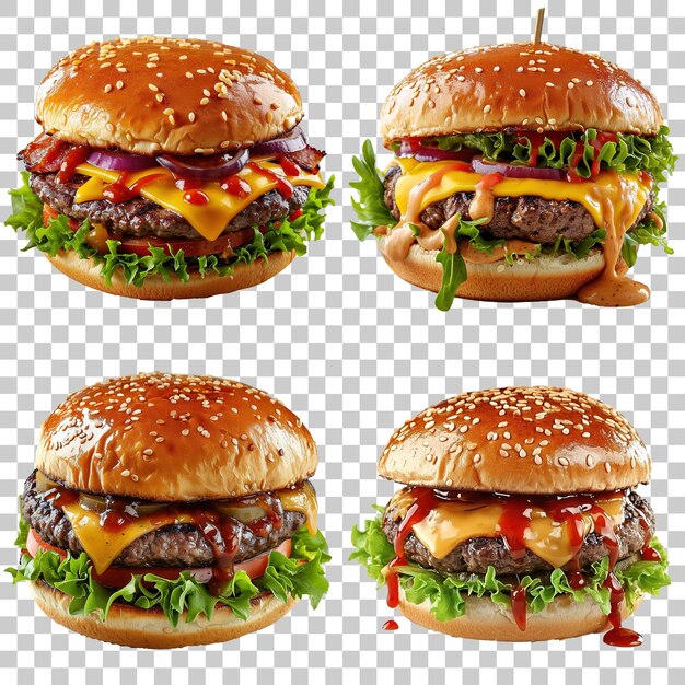 PSD big tasty cheeseburger isolated on transparent background