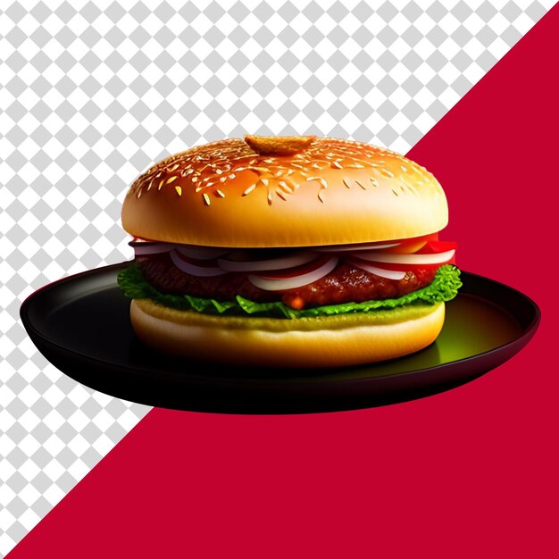 A big, transparent sandwich burger, in a close-up, without a background_ai_generated_