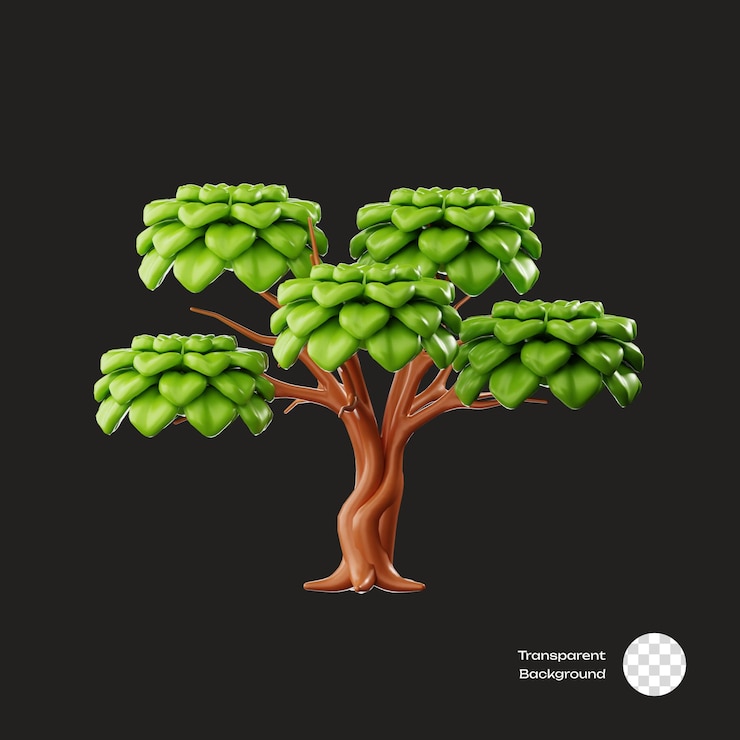 PSD big tree game assets 3d icon