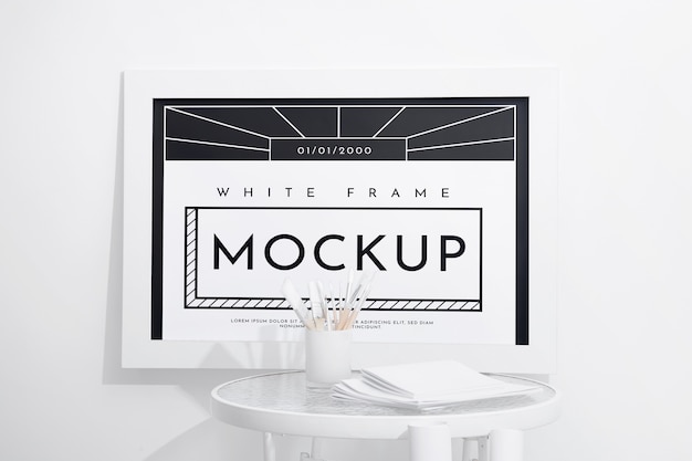 PSD big and white frame mockup design