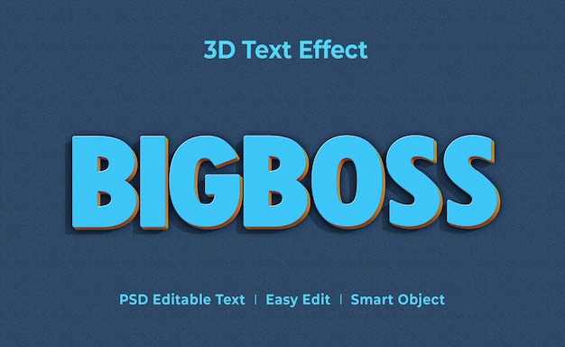 bigboss 3d text style effect mockup template premium