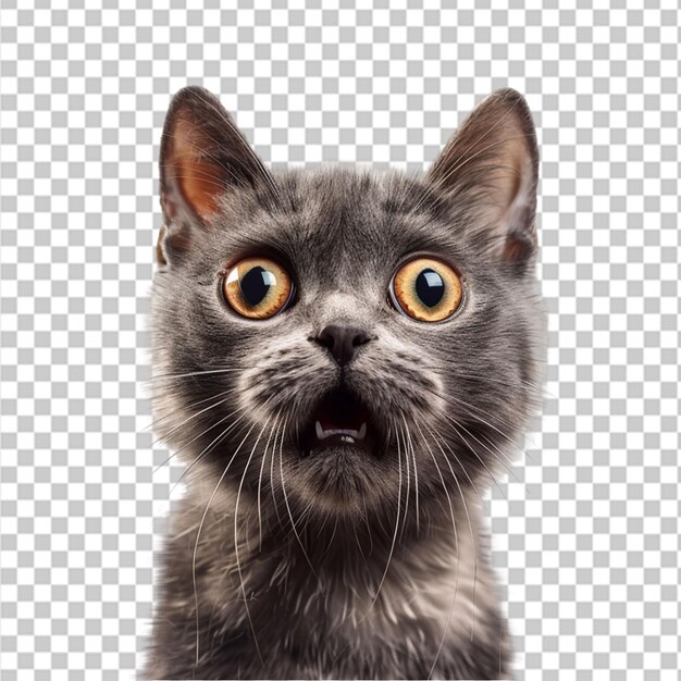 Bigeyed cat appears crazy in a closeup of its surprised look