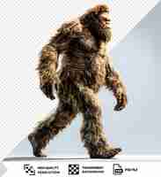 PSD bigfoot with his brown head legs walks on a isolated background castingbrown paws on side of body