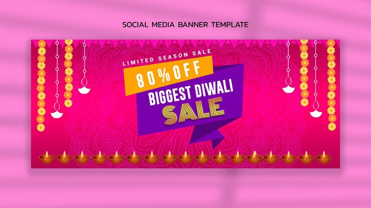 PSD biggest diwali sale banner social media templates