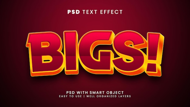 bigs 3d editable text effect with smart object