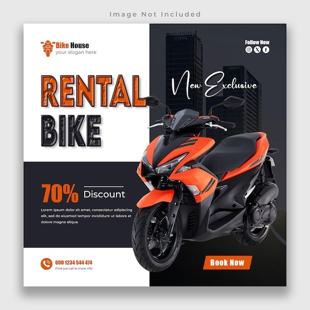 Bike motorcycle sales banner social media post and motorcycle service bike banner design