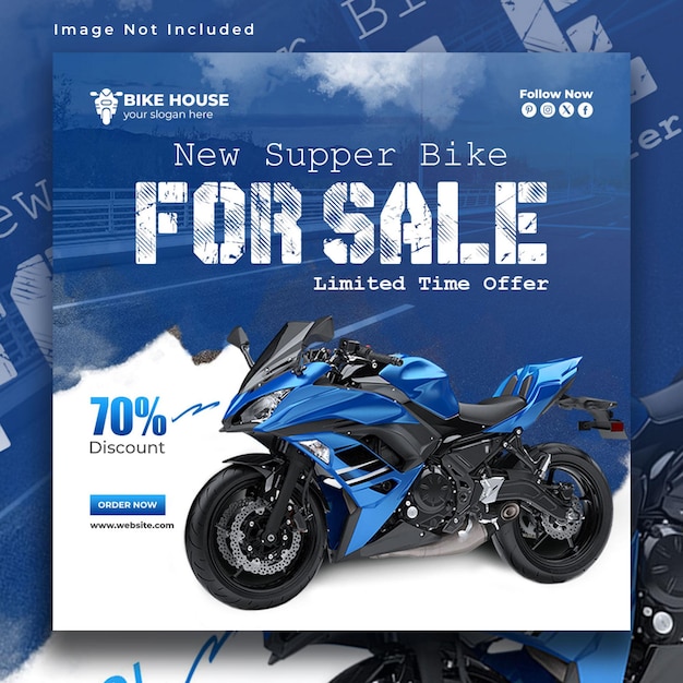 PSD bike sale social media motorcycle riding social media post bike service template design