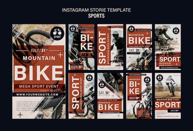 PSD modello di progettazione di storie di instagram di sport in bicicletta