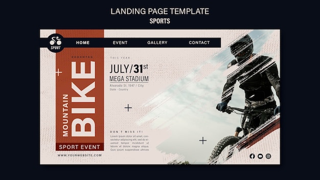 PSD bike sport landing page design template