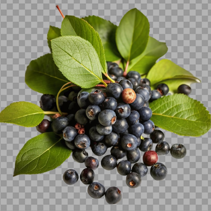 PSD bilberry type of herb vaccinium myrtillus form of herb on transparent background