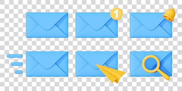 Bildirim ve E-posta Simgeleri olan Mavi Zarf