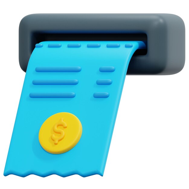 PSD bill 3d render icon illustration