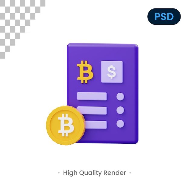 PSD bill 3d render illustration premium psd