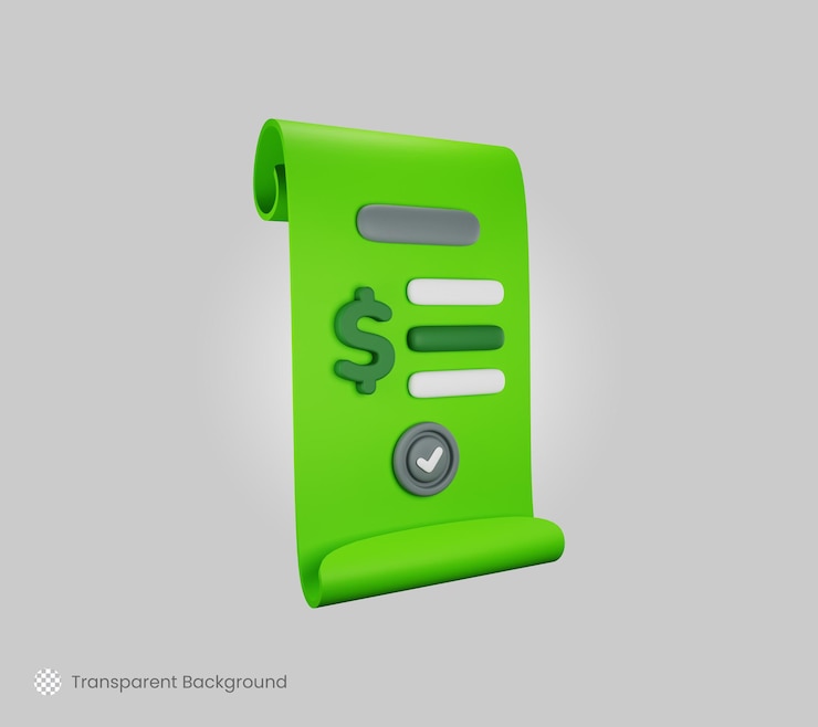PSD bill receipt shopping list invoice tax shopping concept 3d rendering