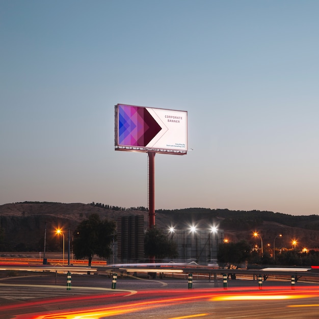Billboard makieta na zachód słońca niebo