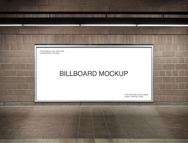 PSD a billboard mockup on a brick wall