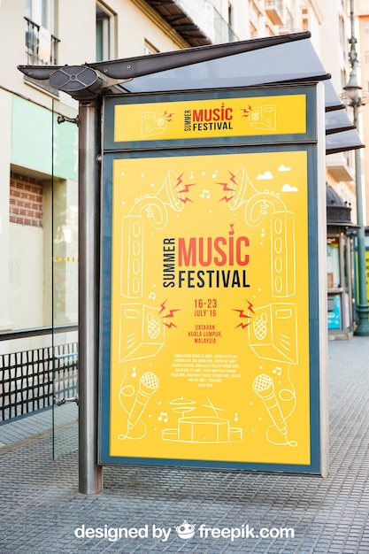 billboard mockup on bus stop