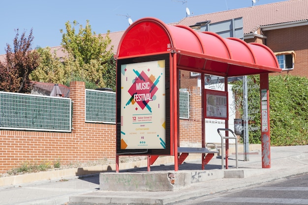 Billboard mockup on bus stop