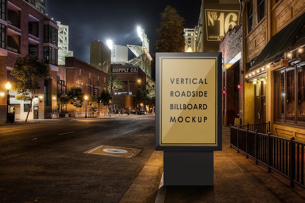 Billboard mockup in city at night