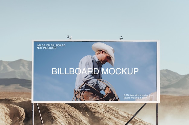 PSD billboard mockup on desert roadside