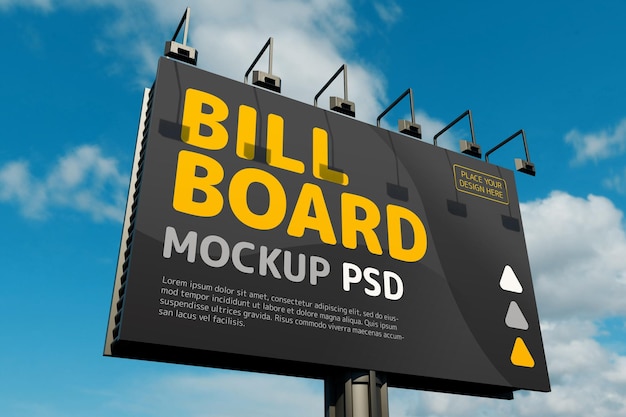 PSD billboard mockup design against the clouds design against the clouds