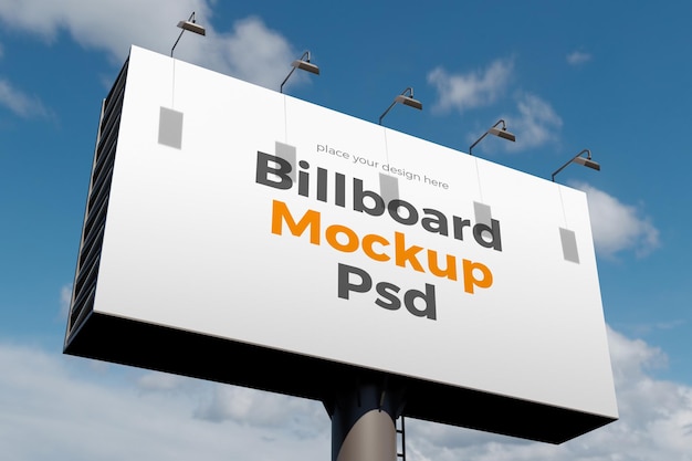 billboard mockup design against the clouds
