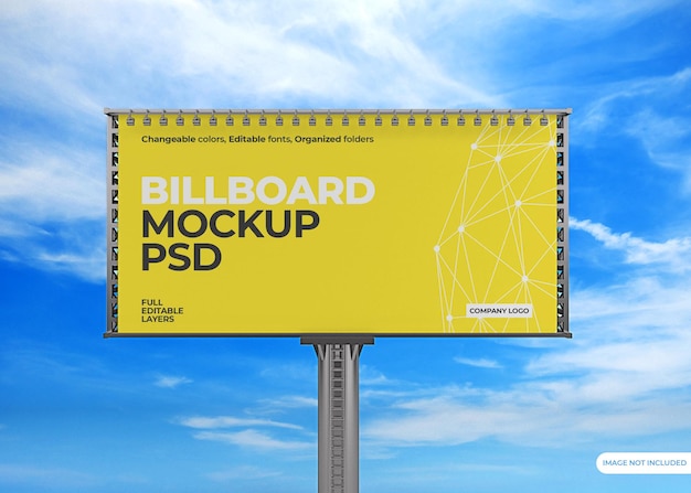 PSD billboard mockup design against the sky