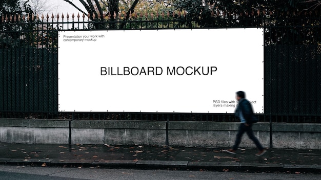 PSD billboard mockup on the fence