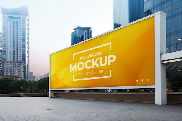 Горизонтальная реклама billboard mockup в футуристическом здании города