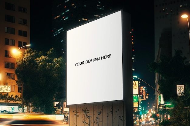 PSD billboard mockup in nachtstad
