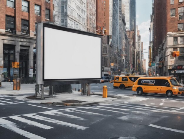 Modello di cartellone vicino alla fermata dell'autobus modello di billboard bianco vuoto