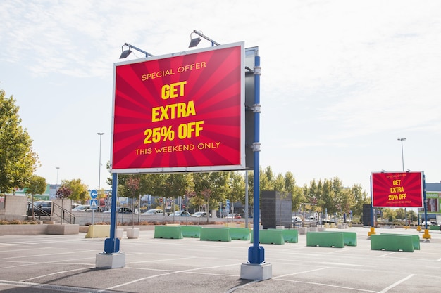 Billboard mockup at parking lot