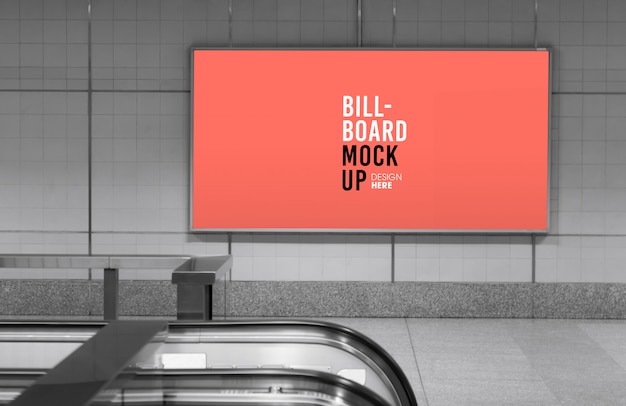 Billboard mockup in subway or metro station