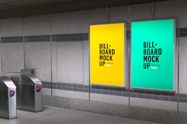 Billboard Mockup in subway or metro station